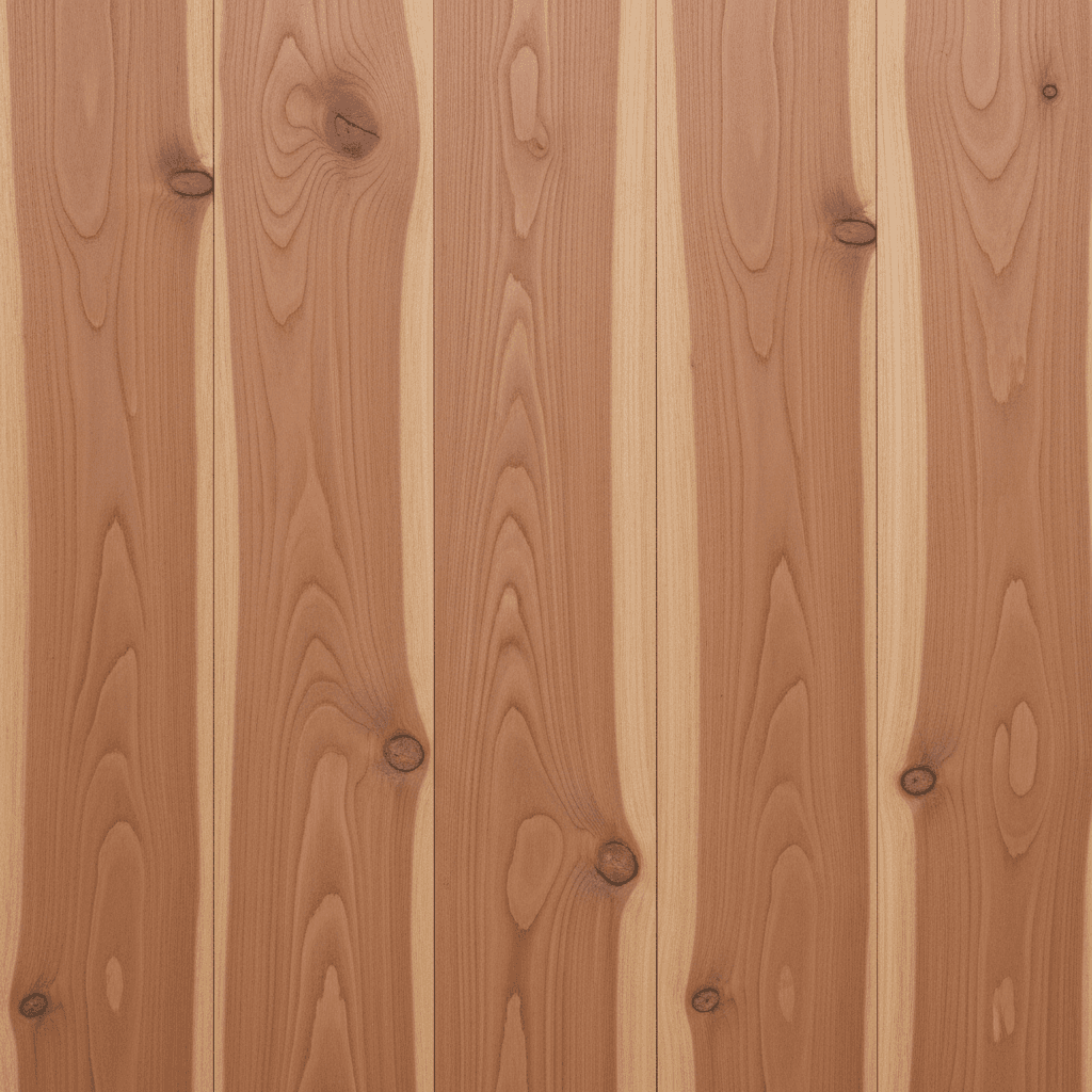 Detail of freshly installed cedar fence boards