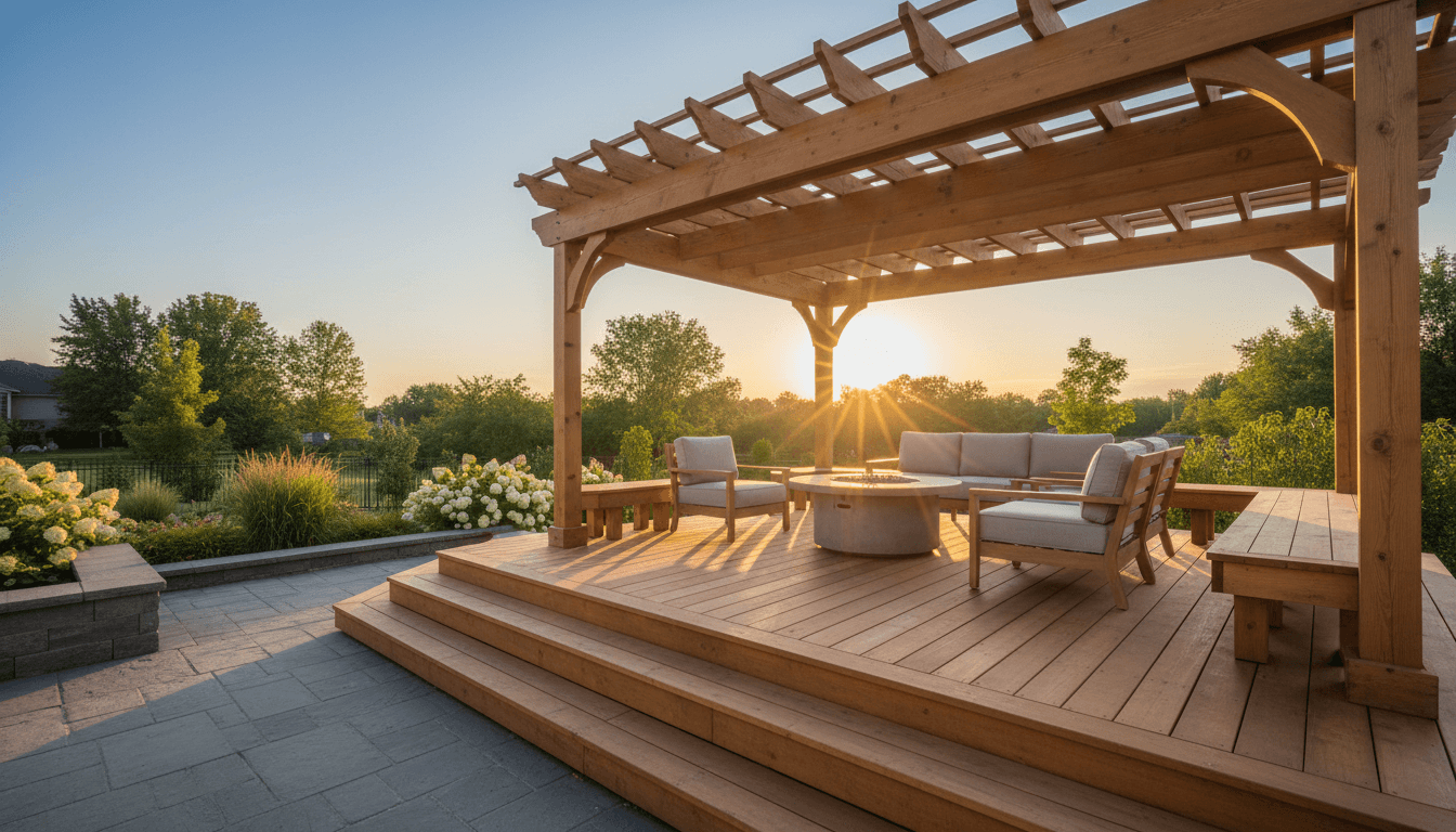 Natural wood deck with cedar boards
