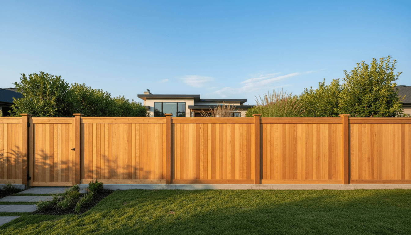 Professional fence and deck contractor measuring material for a custom installation project