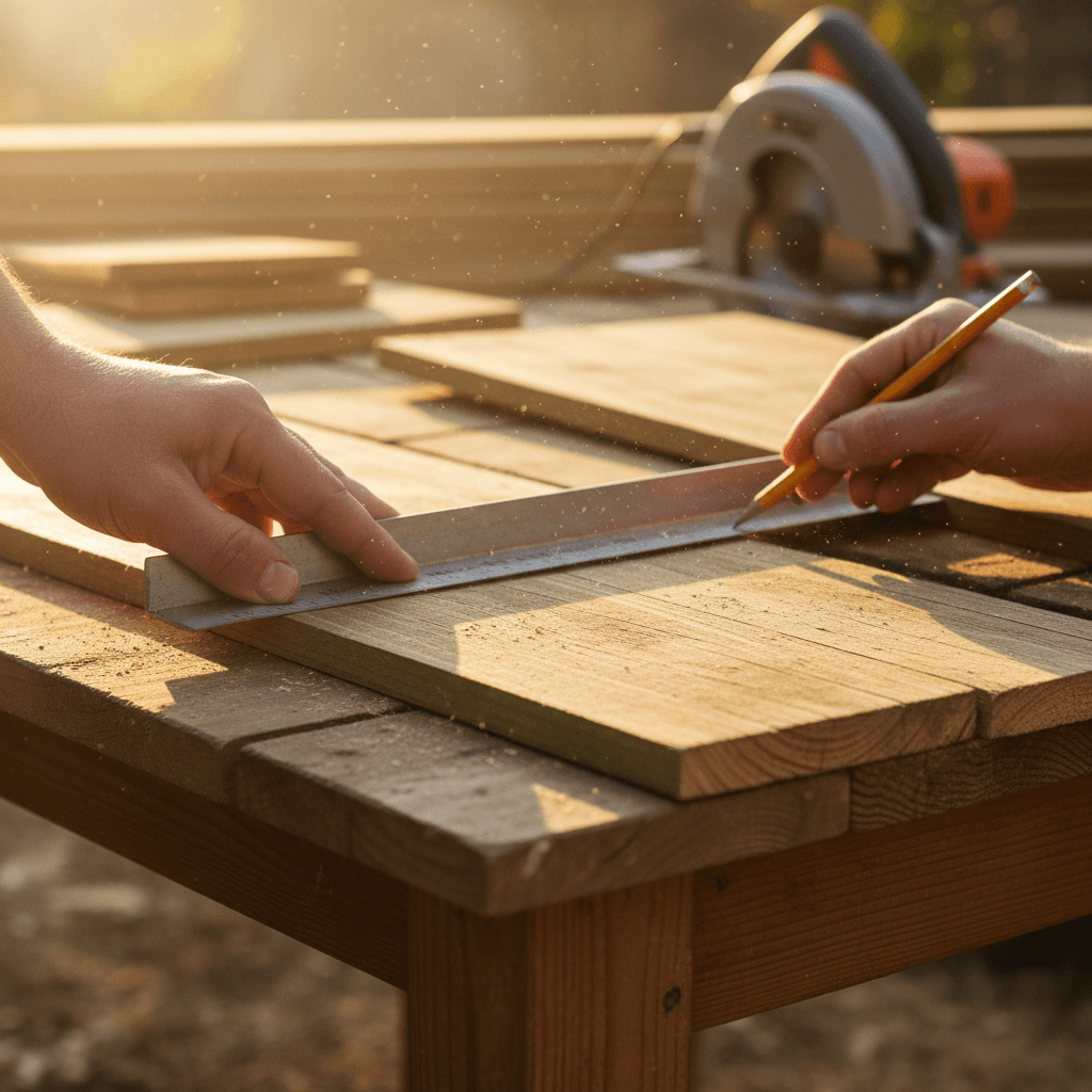 Close-up of wood fence boards with natural grain texture in outdoor afternoon lighting
